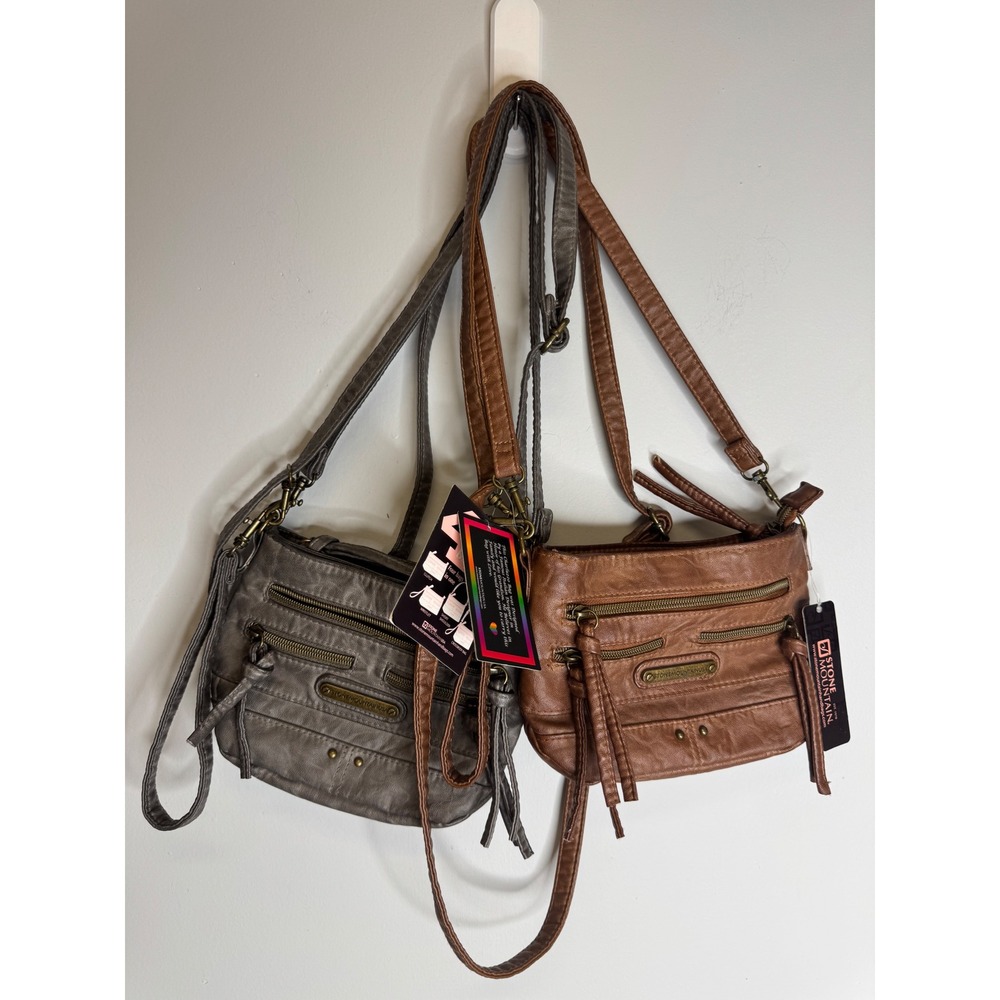 Stone Mountain USA Charluzzo 4-Bagger Crossbody Bag Lot Brown Gray Vegan Leather